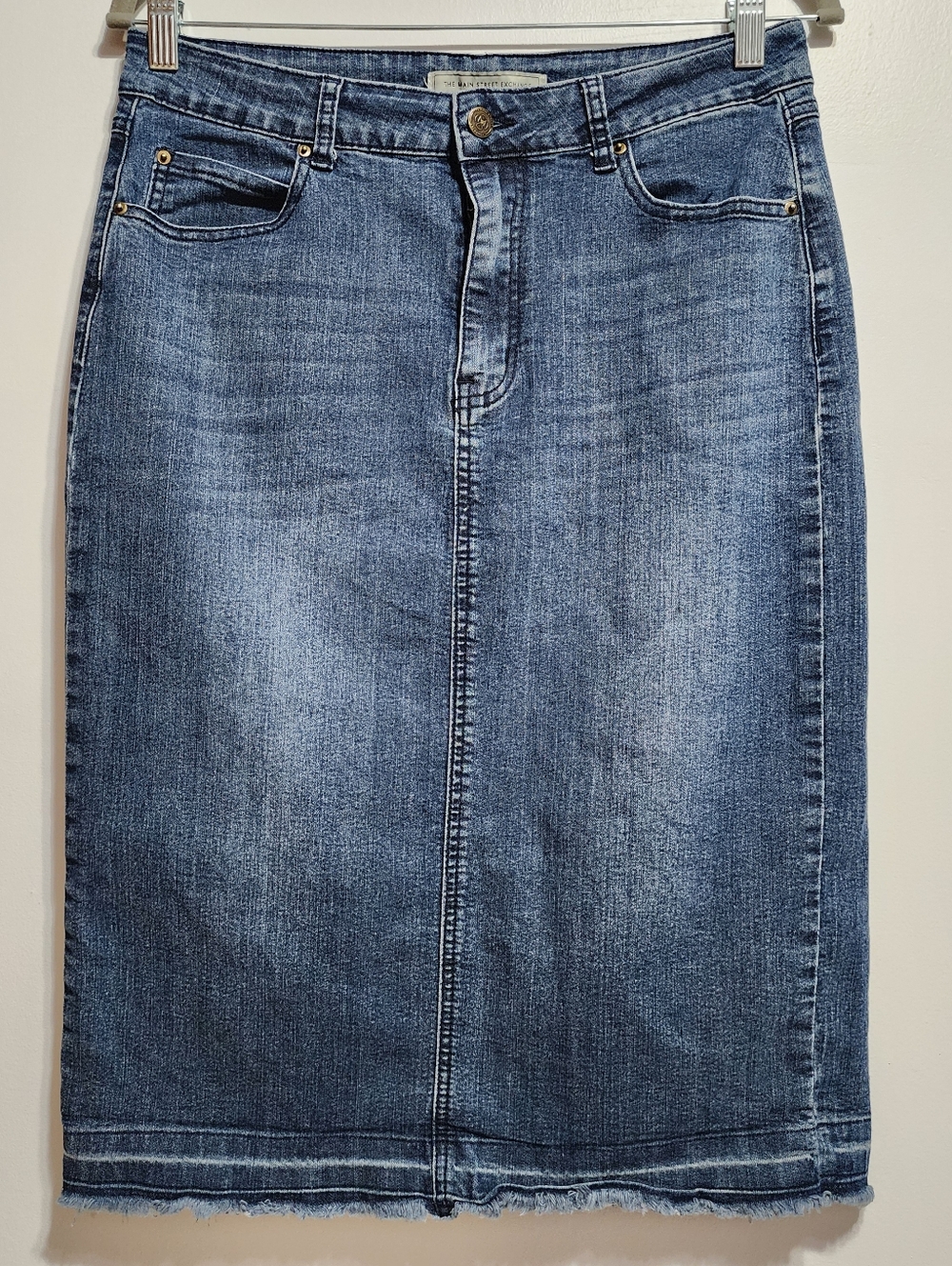 The Main Street Exchange Denim Blue Women's Modest Midi Skirt Size 8 Esme